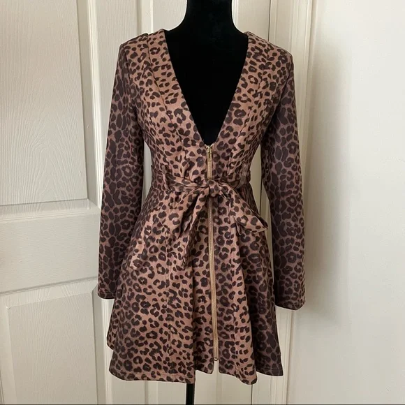 Triple 7 | Dresses | Cheetah Print Long Sleeve Dress | Poshmark